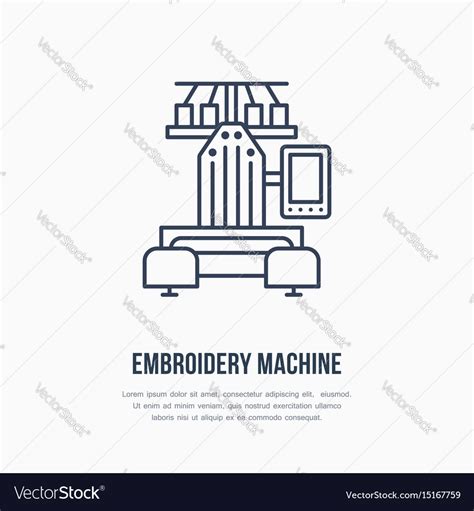 Sewing embroidery machine flat line icon logo Vector Image