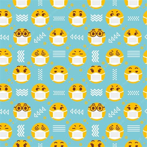 Free Vector | Emoji with face mask pattern