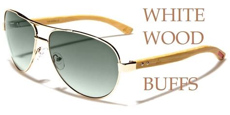 Aviator Wood BUFFS Sunglasses GOLD / BROWN Glasses REAL WOOD CLASSIC STYLE - Sunglasses