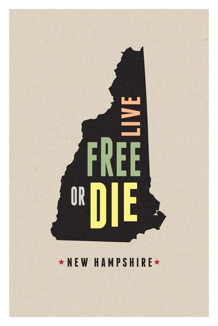 New Hampshire Live Free Or Die Granite State Motto Pride Outline Home Travel Modern Retro ...