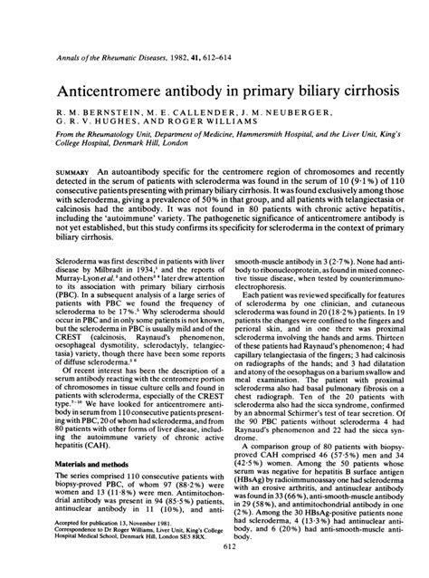 (PDF) Anticentromere antibody in primary biliary cirrhosis