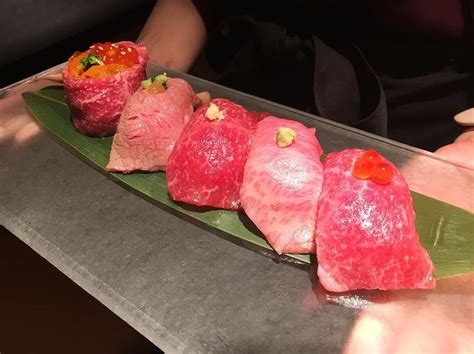 Flight of wagyu beef sushi (nigiri and gunkan maki) #sushi #food # ...