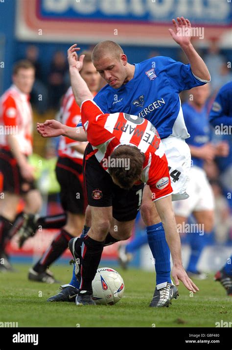 Ipswich Town's Matt Richards tackles Sunderland's Marcus Stewart Stock ...