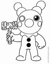 Piggy Roblox Coloring Pages Clown  XColoringscom sketch template