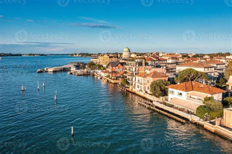 Aerial view of the Lido de Venezia island in Venice, Italy. 5081222 ...