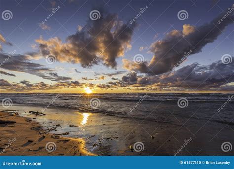 Lake Huron Beach at Sunset - Ontario, Canada Stock Photo - Image of shoreline, beach: 61577610