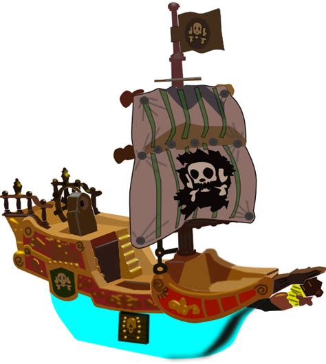 Light Blue Pirate Ship Clip Art at Clker.com - vector clip art online ...