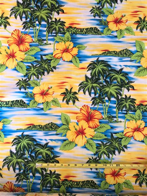 Tropical Palm cotton fabric beach fabric nautical fabric | Etsy