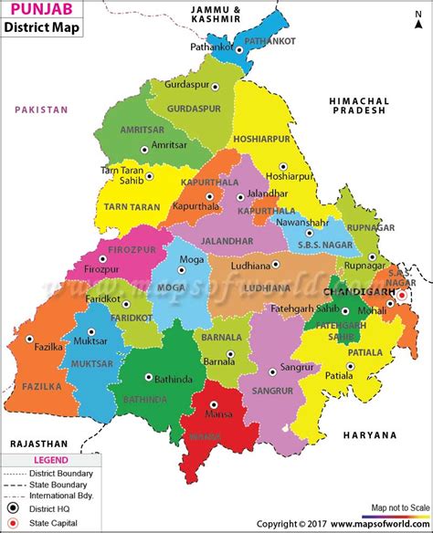 Punjab Map, Districts in Punjab