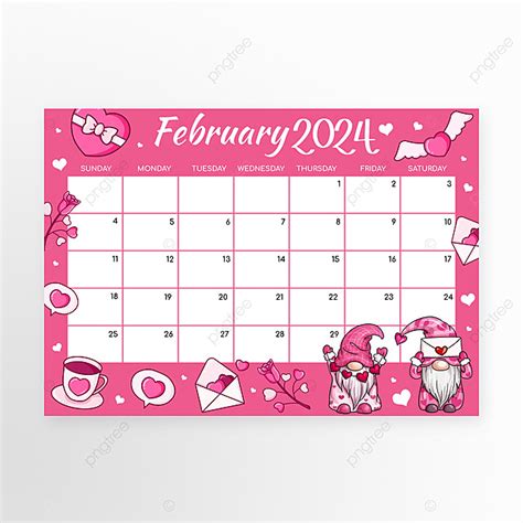 February 2024 Calendar Page Clipart - Celia Darelle