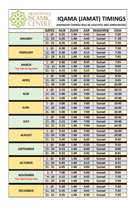 Prayer Timings - MICI