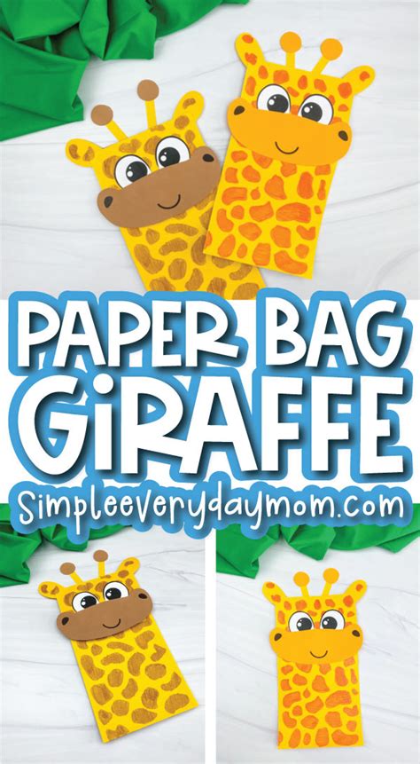 Paper Bag Giraffe Puppet Craft [FREE Template]