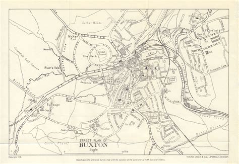 BUXTON vintage tourist town city plan. Derbyshire. WARD LOCK 1961 old map