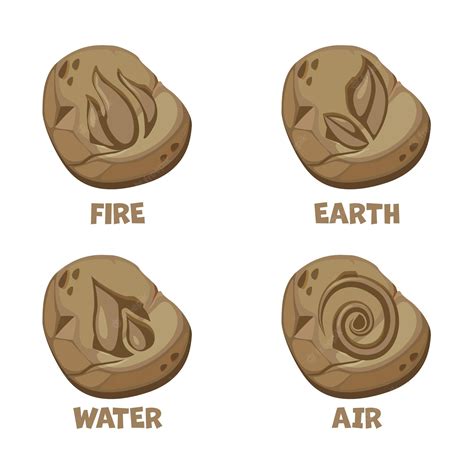 Premium Vector | Amulets stonesair water fire earthabstract wind air ...