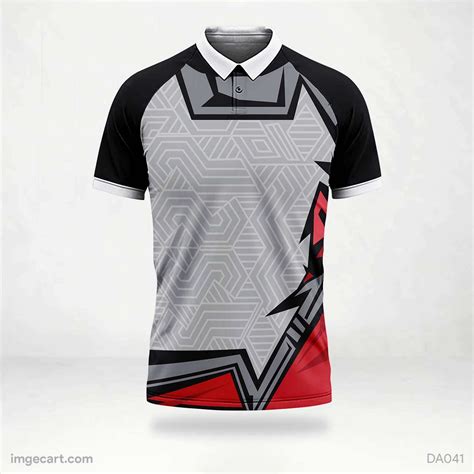 Cricket Jersey design Black and Grey with Red Effect - imgecart