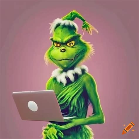 Grinch using a laptop on Craiyon