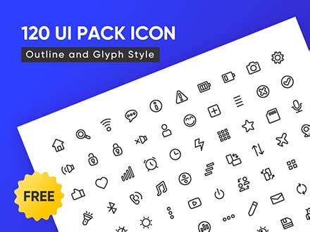 Free 120 UI Pack Icons Set (SVG, Ai)