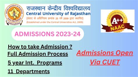 How to take Admission in CURAJ?Admissions 2023-24|Central University ...