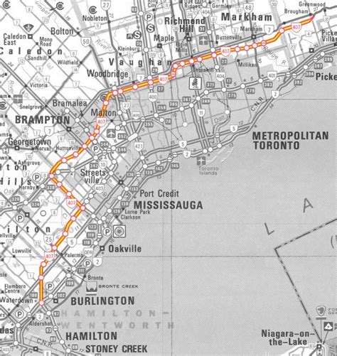 Ontario Highway 407 (ETR) Route Map - The King's Highways of Ontario