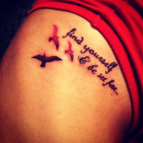 flying birds watercolor tattoo quotes on arm - find yourself, be set free | Tattoo quotes, New ...