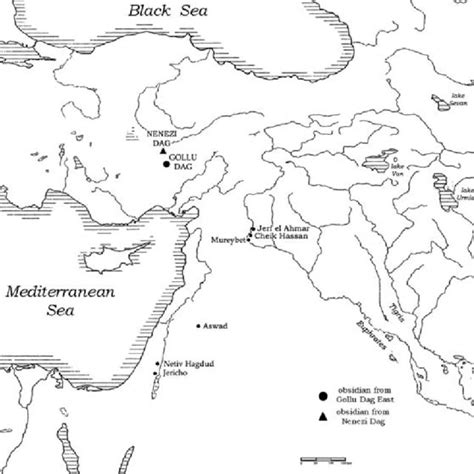 6a. Distribution of obsidian from the Göllü Dağ-East and Nenezi Dağ ...