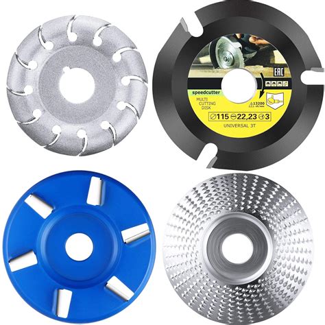 4 Pieces Angle Grinder Wood Carving Disc Shaping Disc 6 Teeth and 12 ...