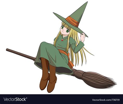 Witch riding a broom Royalty Free Vector Image