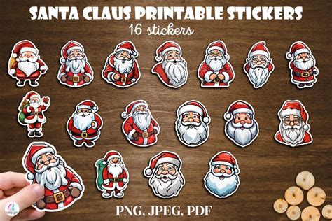 Christmas Stickers. Santa Claus stickers bundle.