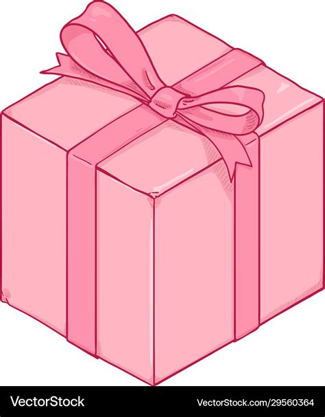 Cartoon pink gift box with ribbon and bow Vector Image