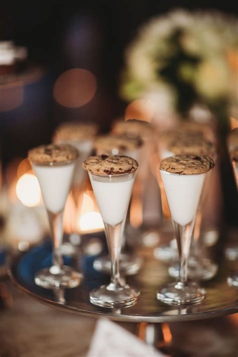 Late-Night Dessert of Cookies and Milk Shooters | Wedding cookies, Wedding desserts, Wedding food