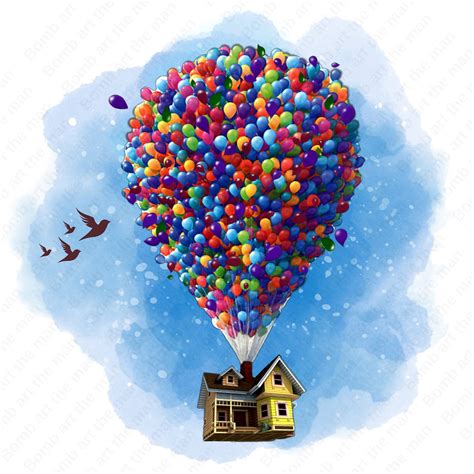 Up Balloon House Clipart, Watercolor Background, up Clipart, up Png, Instant Download - Etsy