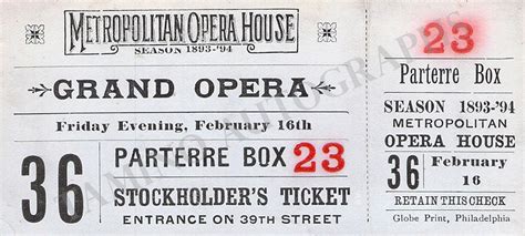 Metropolitan Opera Opera Ticket 1894 – Tamino