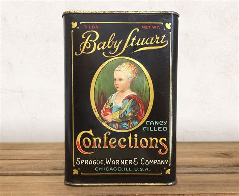 Vintage Candy Tin, Baby Stuart Confections Tin, Antique Candy Can, Decorative Tin, Victorian ...