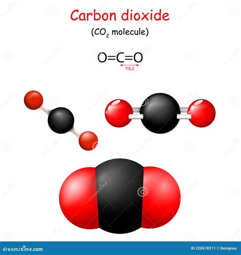 Carbon Dioxide. Structural Chemical Formula of CO2 Stock Vector ...