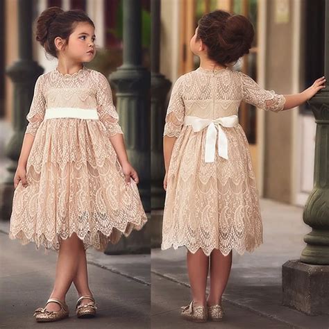 3 8 Years Girls Christmas Flower Lace Embroidery Dress Kids Dresses for ...