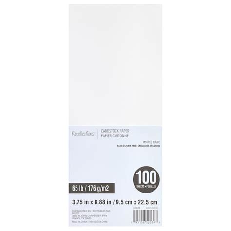 3.75" x 8.875" White Cardstock by Recollections™, 100 Sheets | Michaels