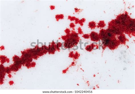 Splashed Blood On Snow Crime Scene Stock Photo (Edit Now) 1042240456