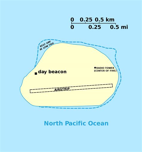 Detailed map of Baker Island with airstrip and radio tower | Baker ...