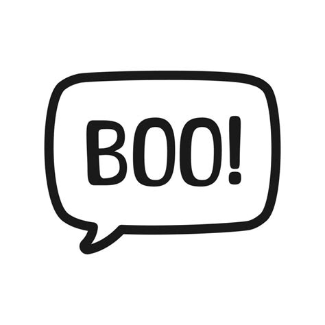 Boo text in speech bubble doodle design. Vector illustration. Happy Halloween greeting card ...