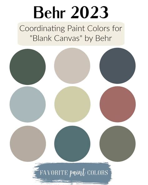 the behr color palette for coordinating paint colors for blank canvass by behr