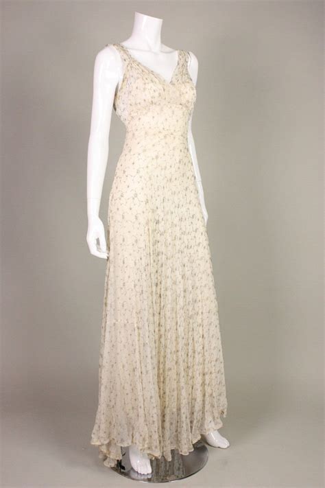 Gold Embroidered Chiffon Gown, 1930s | Designer evening dresses ...