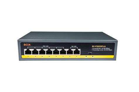 6C-F0620FLA 6-Port 100M PoE Switch, 6x10/100Mbps POE port, 2x10/100Mbps UpLink ports, 78W - 6COM