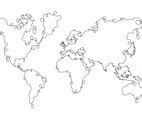 One Line Art World Map Outline Abstract Vector Art & Graphics | freevector.com