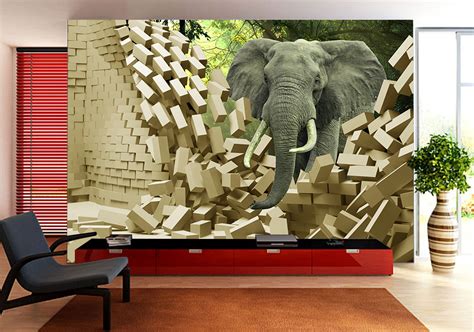 3D Elephant Through Wall Mural 55976081e5113 – Customize Wallpaper Wall Sticker