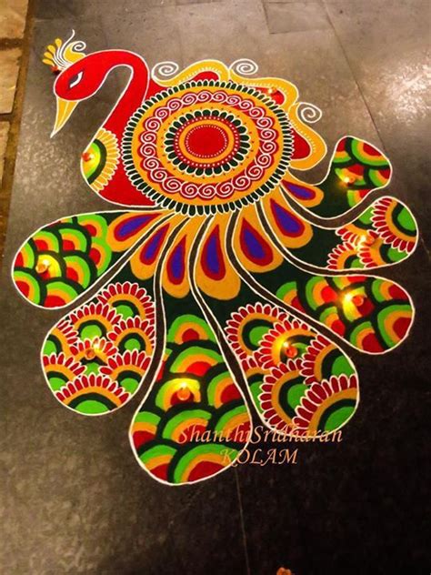 #peacock#kolam | Big rangoli designs, Rangoli designs, New rangoli designs