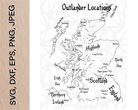 Outlander Locations Map Svg Dxf EPSPNG Jpeg Digital - Etsy Canada