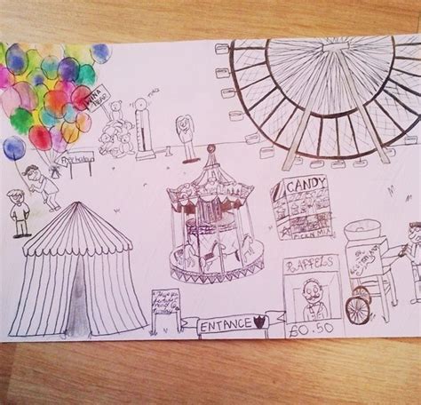 Fun fair drawing Ride Drawing, Carnival Booths, Fun Fair, Sports Day, A ...