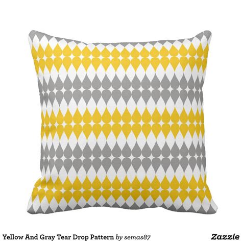 Yellow And Gray Tear Drop Pattern Throw Pillow | Zazzle.com | Patterned throw pillows, Throw ...