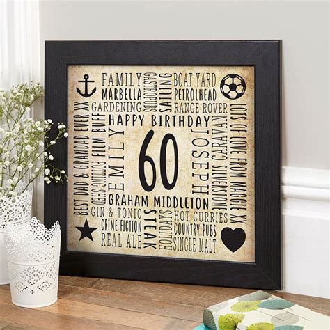 60th Birthday Personalised Gifts for Men | By Chatterbox Walls