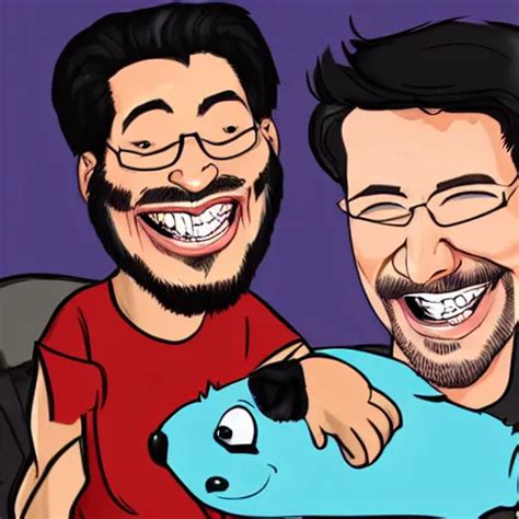 a caricature of Markiplier laughing happily as he pets | Stable ...